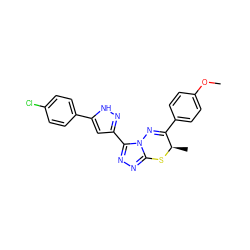 COc1ccc(C2=Nn3c(nnc3-c3cc(-c4ccc(Cl)cc4)[nH]n3)S[C@@H]2C)cc1 ZINC000653830203