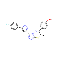 COc1ccc(C2=Nn3c(nnc3-c3cc(-c4ccc(F)cc4)[nH]n3)S[C@@H]2C)cc1 ZINC000653830240