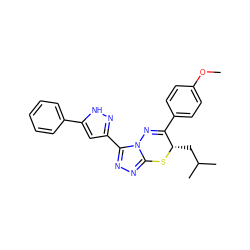 COc1ccc(C2=Nn3c(nnc3-c3cc(-c4ccccc4)[nH]n3)S[C@H]2CC(C)C)cc1 ZINC000653829431