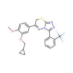 COc1ccc(C2=Nn3c(nnc3-c3ccccc3C(F)(F)F)SC2)cc1OCC1CC1 ZINC000043021427