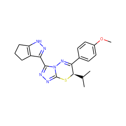 COc1ccc(C2=Nn3c(nnc3-c3n[nH]c4c3CCC4)S[C@@H]2C(C)C)cc1 ZINC000653825822