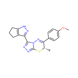 COc1ccc(C2=Nn3c(nnc3-c3n[nH]c4c3CCC4)S[C@H]2C)cc1 ZINC000653813432