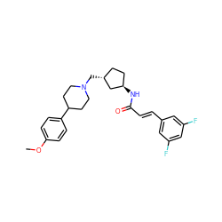 COc1ccc(C2CCN(C[C@@H]3CC[C@@H](NC(=O)/C=C/c4cc(F)cc(F)c4)C3)CC2)cc1 ZINC000028957866