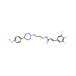 COc1ccc(C2CCN(CCCCNC(=O)/C=C/c3cc(F)c(F)c(F)c3)CC2)cc1 ZINC000028957571