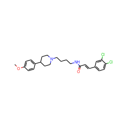 COc1ccc(C2CCN(CCCCNC(=O)/C=C/c3ccc(Cl)c(Cl)c3)CC2)cc1 ZINC000028957565