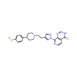 COc1ccc(C2CCN(CCc3cnn(-c4nccc5c(=O)[nH]cnc45)c3)CC2)cc1 ZINC000653735583