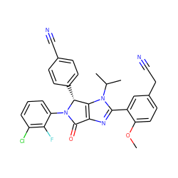 COc1ccc(CC#N)cc1-c1nc2c(n1C(C)C)[C@@H](c1ccc(C#N)cc1)N(c1cccc(Cl)c1F)C2=O ZINC000169705605