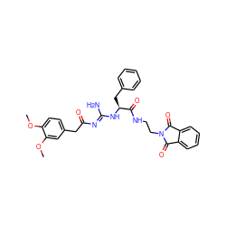 COc1ccc(CC(=O)/N=C(\N)N[C@@H](Cc2ccccc2)C(=O)NCCN2C(=O)c3ccccc3C2=O)cc1OC ZINC000146253852