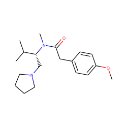 COc1ccc(CC(=O)N(C)[C@H](CN2CCCC2)C(C)C)cc1 ZINC000013446311