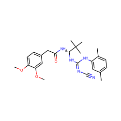 COc1ccc(CC(=O)N[C@@H](N/C(=N/C#N)Nc2cc(C)ccc2C)C(C)(C)C)cc1OC ZINC000045498629