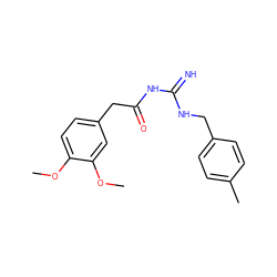 COc1ccc(CC(=O)NC(=N)NCc2ccc(C)cc2)cc1OC ZINC000098208254