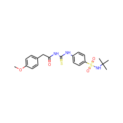 COc1ccc(CC(=O)NC(=S)Nc2ccc(S(=O)(=O)NC(C)(C)C)cc2)cc1 ZINC000000677156