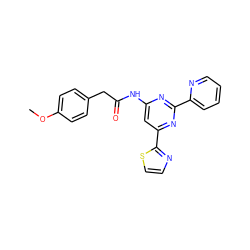 COc1ccc(CC(=O)Nc2cc(-c3nccs3)nc(-c3ccccn3)n2)cc1 ZINC000029128338