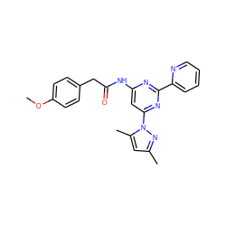 COc1ccc(CC(=O)Nc2cc(-n3nc(C)cc3C)nc(-c3ccccn3)n2)cc1 ZINC000029128337