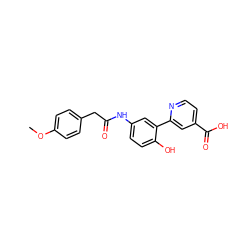 COc1ccc(CC(=O)Nc2ccc(O)c(-c3cc(C(=O)O)ccn3)c2)cc1 ZINC000653717852