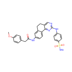 COc1ccc(CC(=O)Nc2ccc3c(c2)CCc2cnc(Nc4ccc(S(N)(=O)=O)cc4)nc2-3)cc1 ZINC000049035301