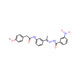 COc1ccc(CC(=O)Nc2cccc(/C(C)=N/NC(=O)c3cccc([N+](=O)[O-])c3)c2)cc1 ZINC000013108664