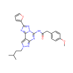 COc1ccc(CC(=O)Nc2nc3nn(CCC(C)C)cc3c3nc(-c4ccco4)nn23)cc1 ZINC000045290861