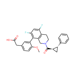 COc1ccc(CC(=O)O)cc1-c1c(F)cc(F)c2c1CN(C(=O)[C@@H]1C[C@H]1c1ccccc1)CC2 ZINC000144039504