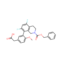 COc1ccc(CC(=O)O)cc1-c1c(F)cc(F)c2c1CN(C(=O)OCc1ccccc1)CC2 ZINC000143883014