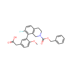 COc1ccc(CC(=O)O)cc1-c1c(F)ccc2c1CN(C(=O)OCc1ccccc1)CC2 ZINC000144039926