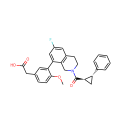 COc1ccc(CC(=O)O)cc1-c1cc(F)cc2c1CN(C(=O)[C@@H]1C[C@H]1c1ccccc1)CC2 ZINC000144104880