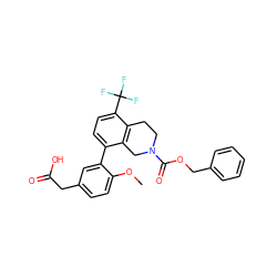 COc1ccc(CC(=O)O)cc1-c1ccc(C(F)(F)F)c2c1CN(C(=O)OCc1ccccc1)CC2 ZINC000144089979