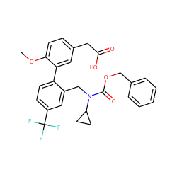 COc1ccc(CC(=O)O)cc1-c1ccc(C(F)(F)F)cc1CN(C(=O)OCc1ccccc1)C1CC1 ZINC000073162511