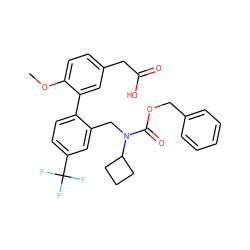 COc1ccc(CC(=O)O)cc1-c1ccc(C(F)(F)F)cc1CN(C(=O)OCc1ccccc1)C1CCC1 ZINC000073162515
