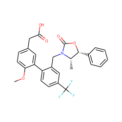 COc1ccc(CC(=O)O)cc1-c1ccc(C(F)(F)F)cc1CN1C(=O)O[C@H](c2ccccc2)[C@@H]1C ZINC000043207371