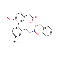 COc1ccc(CC(=O)O)cc1-c1ccc(C(F)(F)F)cc1CNC(=O)OCc1ccccc1 ZINC000073157034