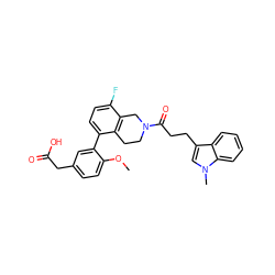 COc1ccc(CC(=O)O)cc1-c1ccc(F)c2c1CCN(C(=O)CCc1cn(C)c3ccccc13)C2 ZINC000143983597