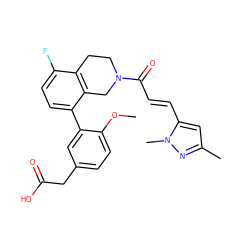 COc1ccc(CC(=O)O)cc1-c1ccc(F)c2c1CN(C(=O)/C=C/c1cc(C)nn1C)CC2 ZINC000143985108