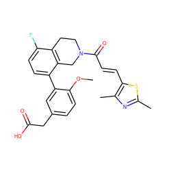 COc1ccc(CC(=O)O)cc1-c1ccc(F)c2c1CN(C(=O)/C=C/c1sc(C)nc1C)CC2 ZINC001772607069