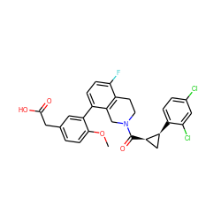 COc1ccc(CC(=O)O)cc1-c1ccc(F)c2c1CN(C(=O)[C@@H]1C[C@@H]1c1ccc(Cl)cc1Cl)CC2 ZINC000144965831