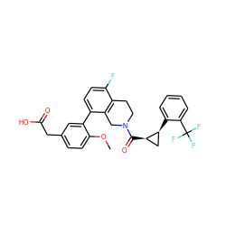 COc1ccc(CC(=O)O)cc1-c1ccc(F)c2c1CN(C(=O)[C@@H]1C[C@@H]1c1ccccc1C(F)(F)F)CC2 ZINC000144679217