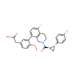 COc1ccc(CC(=O)O)cc1-c1ccc(F)c2c1CN(C(=O)[C@@H]1C[C@H]1c1ccc(Cl)cc1)CC2 ZINC000143986202