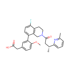 COc1ccc(CC(=O)O)cc1-c1ccc(F)c2c1CN(C(=O)C[C@@H](C)c1cccc(C)n1)CC2 ZINC000144211362