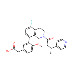 COc1ccc(CC(=O)O)cc1-c1ccc(F)c2c1CN(C(=O)C[C@@H](C)c1ccncc1)CC2 ZINC000144084668