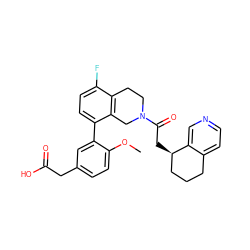 COc1ccc(CC(=O)O)cc1-c1ccc(F)c2c1CN(C(=O)C[C@@H]1CCCc3ccncc31)CC2 ZINC000144102341