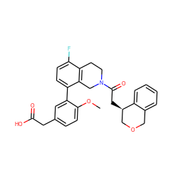 COc1ccc(CC(=O)O)cc1-c1ccc(F)c2c1CN(C(=O)C[C@@H]1COCc3ccccc31)CC2 ZINC000143987493