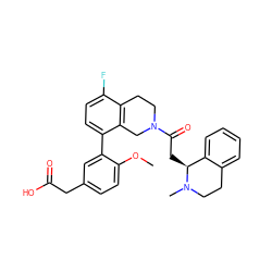 COc1ccc(CC(=O)O)cc1-c1ccc(F)c2c1CN(C(=O)C[C@H]1c3ccccc3CCN1C)CC2 ZINC000144140025