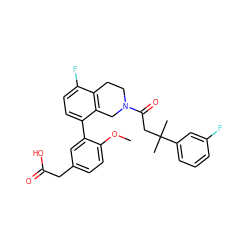 COc1ccc(CC(=O)O)cc1-c1ccc(F)c2c1CN(C(=O)CC(C)(C)c1cccc(F)c1)CC2 ZINC000144064030