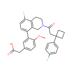 COc1ccc(CC(=O)O)cc1-c1ccc(F)c2c1CN(C(=O)CC1(c3ccc(F)cc3)CCC1)CC2 ZINC000144006808