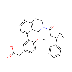 COc1ccc(CC(=O)O)cc1-c1ccc(F)c2c1CN(C(=O)CC1(c3ccccc3)CC1)CC2 ZINC000144070501