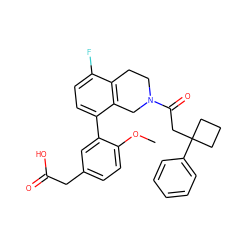 COc1ccc(CC(=O)O)cc1-c1ccc(F)c2c1CN(C(=O)CC1(c3ccccc3)CCC1)CC2 ZINC000143947653