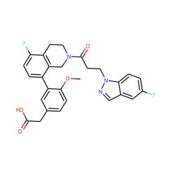 COc1ccc(CC(=O)O)cc1-c1ccc(F)c2c1CN(C(=O)CCn1ncc3cc(F)ccc31)CC2 ZINC000144154017