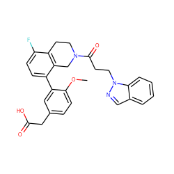 COc1ccc(CC(=O)O)cc1-c1ccc(F)c2c1CN(C(=O)CCn1ncc3ccccc31)CC2 ZINC000144240944