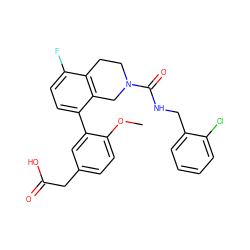 COc1ccc(CC(=O)O)cc1-c1ccc(F)c2c1CN(C(=O)NCc1ccccc1Cl)CC2 ZINC000143905361