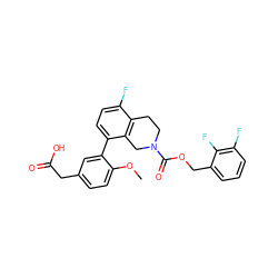 COc1ccc(CC(=O)O)cc1-c1ccc(F)c2c1CN(C(=O)OCc1cccc(F)c1F)CC2 ZINC000143954597